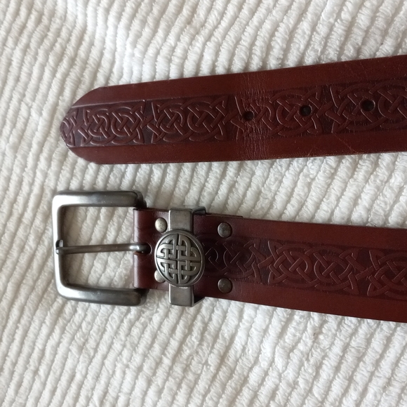 LEE RIVER Belt 8134 Buckle Belt Celtic Design Brown Leather SZ 28 (S) Ireland - Picture 4 of 9